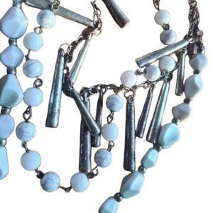 🌟 BOHO Beaded Necklace Seafoam & Silver Nautical Hippie Artsy 🌟